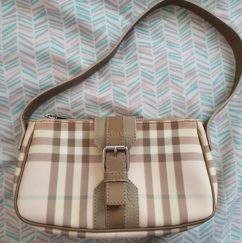 Vintage Burberry baby pink/tan purse, real leather